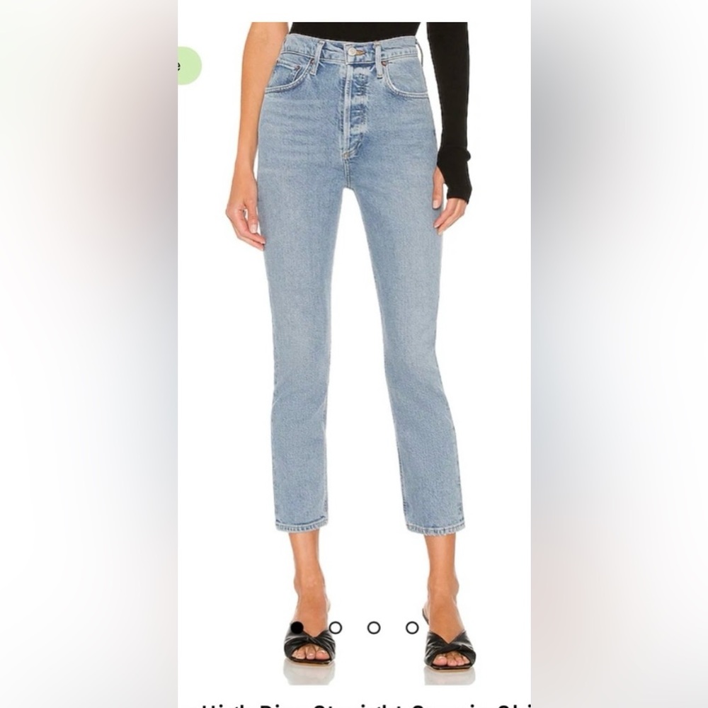 Agolde Riley High Rise Crop in Shiver Buttonfly size 31